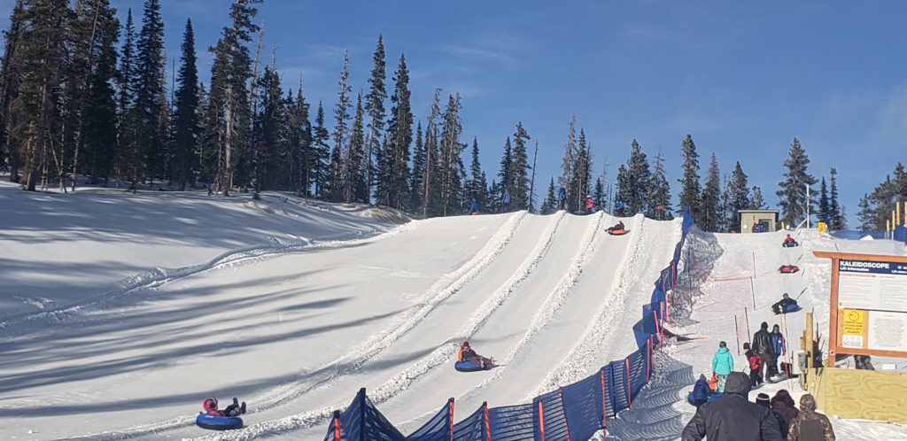 Ski slopes and lift area in winter