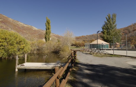 Path leading toward camp structures