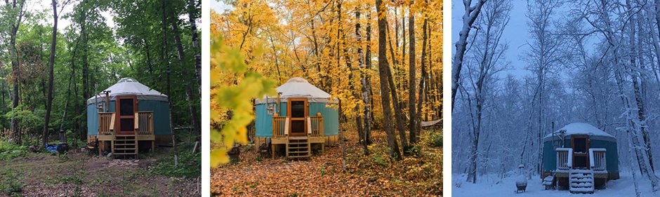 Yurt photographed in different seasons