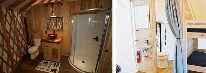 Bathroom and utility areas inside a yurt