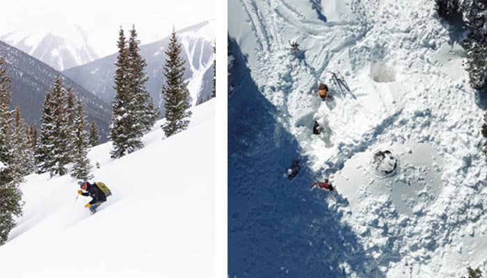 Snowy mountain slopes and an avalanche path