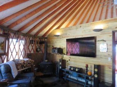 Sitting area inside a yurt