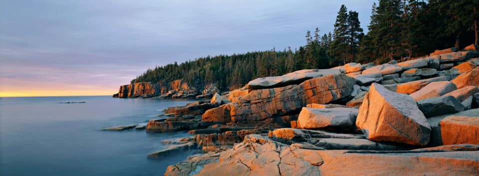 Rocky shoreline and sea near Acadia