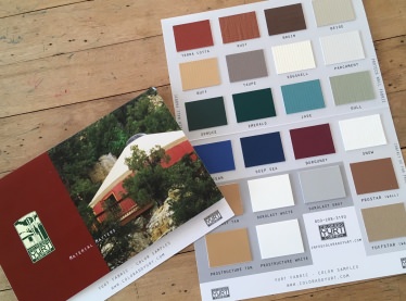 Fabric color swatches and product brochure