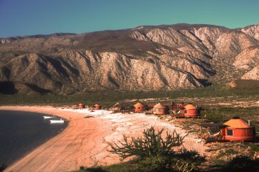 Yurt beside a desert bay