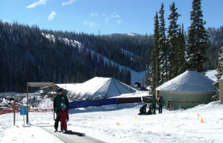 Yurts beside a ski slope