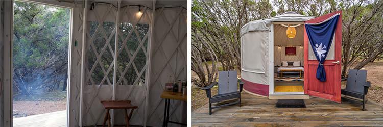 Yurt lattice walls and exterior doorway