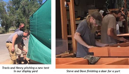 Workers assembling doors and wooden components