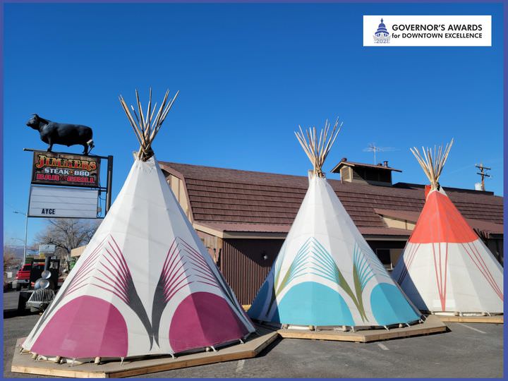 Colorful painted tipi covers