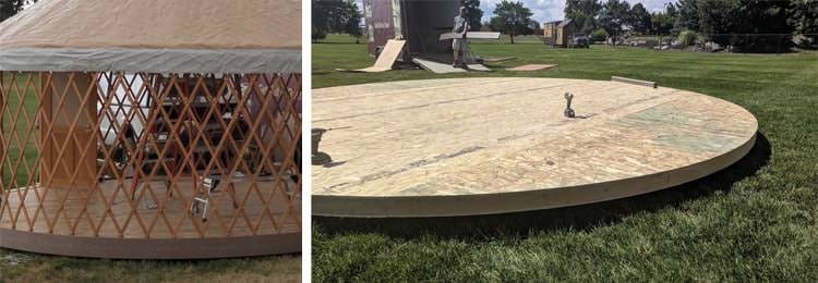 Yurt wall, insulation panel and wooden platform