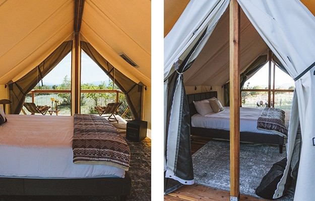 Canvas tent sleeping area